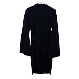 Latiste Black Knit Long-Sleeve Tie Waist Pullover High Neck Women's Dress Size L
